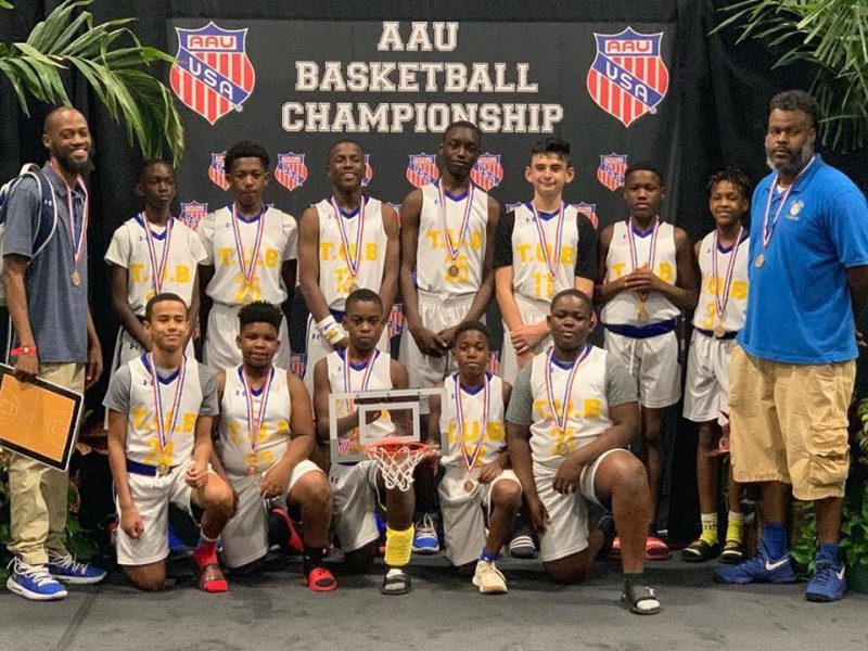 Titans basketball players at AAU Basketball Championship